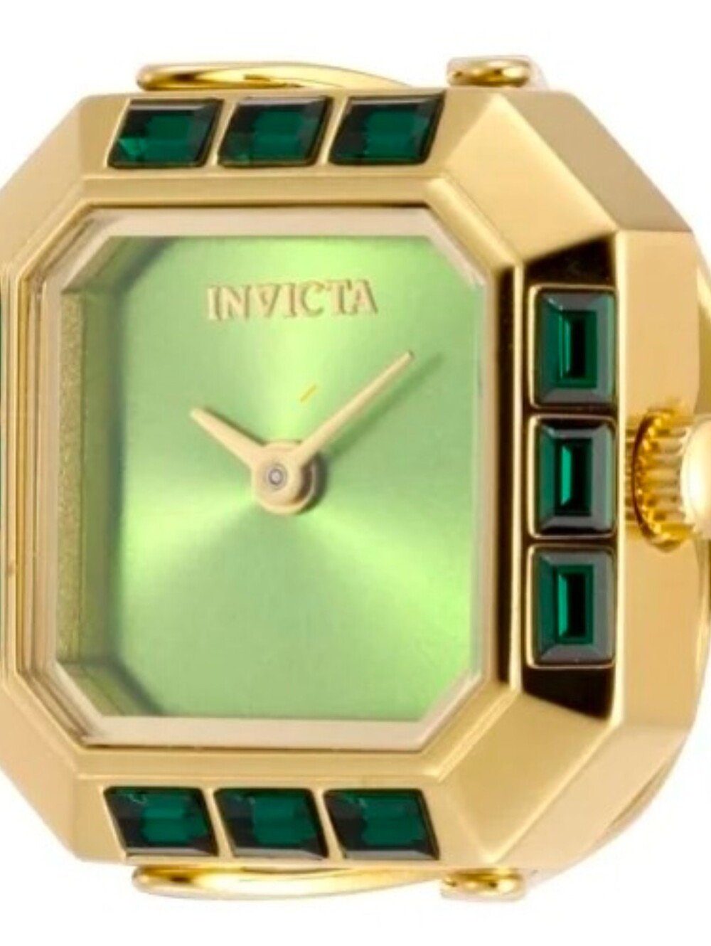 Invicta Mini Angel Women's Ring Watch - 21.5mm. Gold with Green Face and Gems